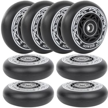 Imagem de AOWISH Pacote com 8 rodas de skate em linha de 68 mm para ambientes externos com fórmula de asfalto, lâminas agressivas, rodas de substituição de hóquei com rolamentos ABEC-9 e espaçadores flutuantes