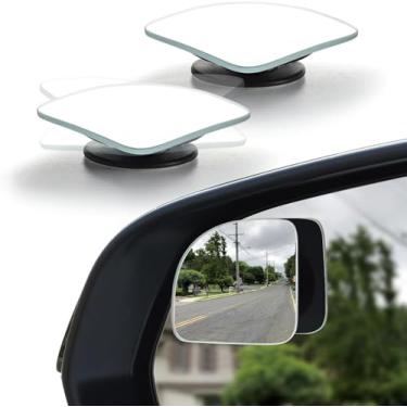 Imagem de LivTee Espelho de ponto cego, ventilador HD retrovisor convexo sem moldura com haste ajustável grande angular para carros SUV e caminhões, pacote com 2