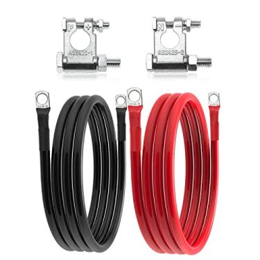 Imagem de Cabo de bateria de 6 AWG, fios de bateria de calibre 6 com terminais de 5/16 cabos de inversor de energia para barco solar, carro de RV marinho (1,5 m, com conjunto de postes superiores de 9,5 mm + 1,6 cm)