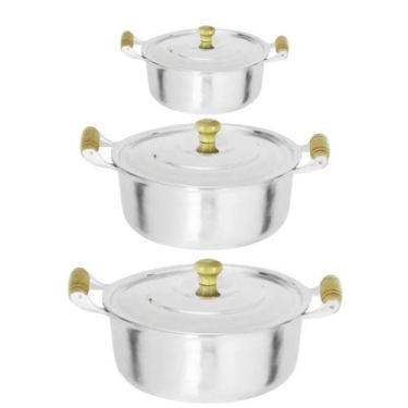Imagem de Jogo Panelas Caçarolas Aluminio Fundido Polido 14, 24 E 26 - OkayShop
