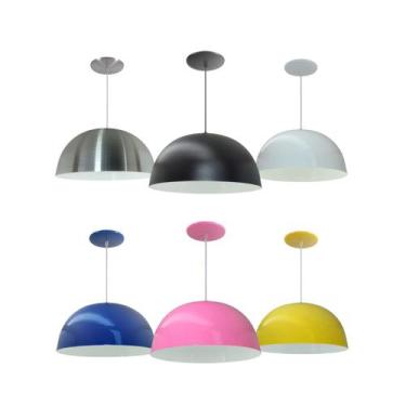 Imagem de Luminária Pendente Meia Lua 24cm Com Interior Branco Fiação 110/220 - 