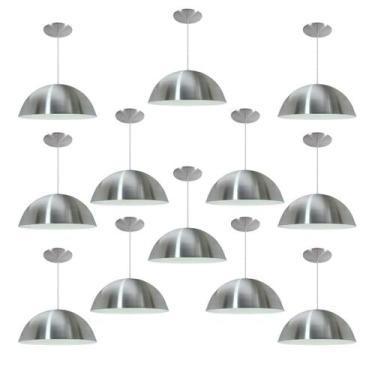 Imagem de Kit 12 Luminária Pendente Meia Lua 40cm Interior Branco Brilho Fiação 