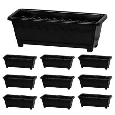 Imagem de Kit 9 Vasos Floreiras Jardineiras grande 9,5L  - Preto - Plasnew