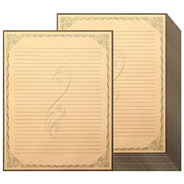 Imagem de Epakh 200 folhas de papel vintage forrado, artigos de papelaria retrô, artigos de papelaria, scrapbook, pautado, solto, para escrever cartas, envelopes, poemas, letras, escritório, 21 x 28 cm