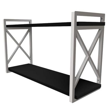 Imagem de Prateleira Estilo Industrial 20x60cm com MDF Preto Estilo Industrial Funcionalidade Decoração Sofisticada Para Livros Plantas Organize Ambientes (BRANCO)