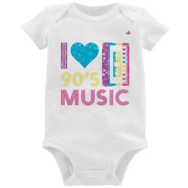 Imagem de Body Bebê I love 90's music - Foca na Moda, Branco, P