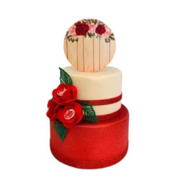 Imagem de Bolo Fake Vermelho Floral - Catavento Festa dos Sonhos