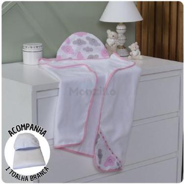 Imagem de KIT 2 Toalhas de Banho Capuz Bebê Estampas - Monzilo Baby Kids, Nuvem 