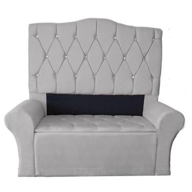 Imagem de Recamier Baú Luxo + Cabeceira Para Cama Box Casal Queen 158 Cm - Suede