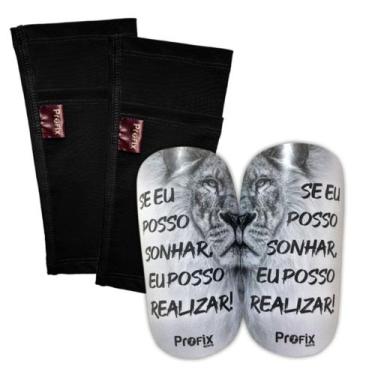 Imagem de Porta Caneleira Preto + Caneleira Leão - Profix Sports, Branco, GG