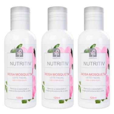 Imagem de LEITE FACIAL ROSA MOSQUETA NUTRITIV 120ml NATUFLORES kit 3und