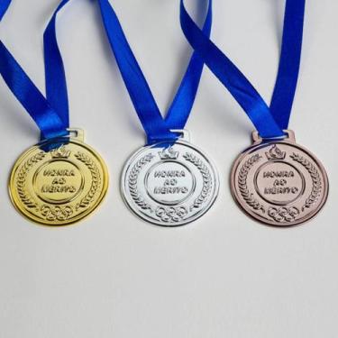 Imagem de Conjunto 90 Medalhas Honra Ao Mérito Premiação 2,8cm Ouro Prata E Bron