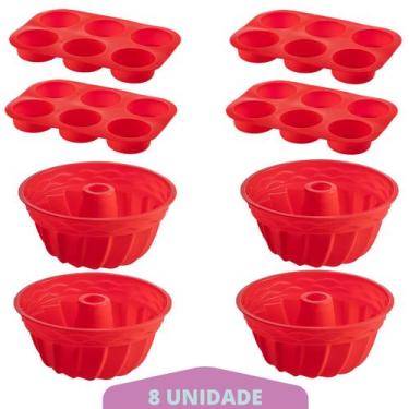 Imagem de 4 Kit Forma Cupcake + Forma Espiral Sortida Pudim Silicone - QUALITY H