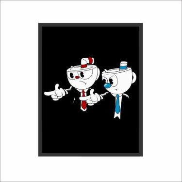 Imagem de Quadro Vertical Cuphead e Mugman com Moldura 60x40cm - PlimShop