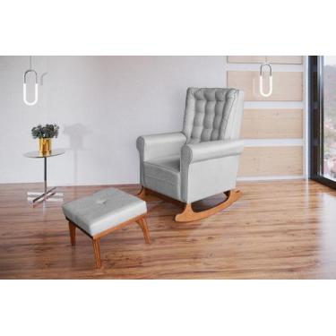 Imagem de Poltrona Amamentação Aquila Luxo Balanço com Puff Suede cinza com Capi