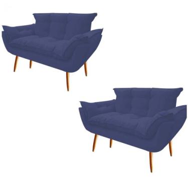 Imagem de Kit 02 Namoradeira  Decorativa  Opala Pés Palito em Madeira 2 Lugares 