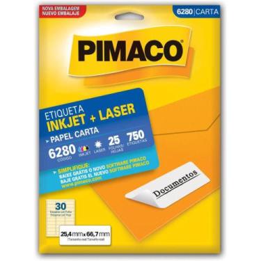 Imagem de Etiqueta Carta 6280 25 Folhas 25,4 X 66,7 MM - 750 Etiquetas - Pimaco