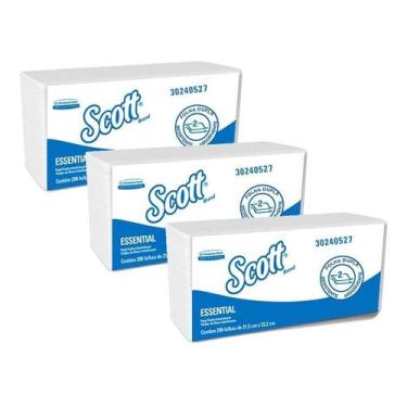 Imagem de Toalha De Mãos Interfolhada Scoot Brand 200 Folhas Kit 3 - Kimberly Cl