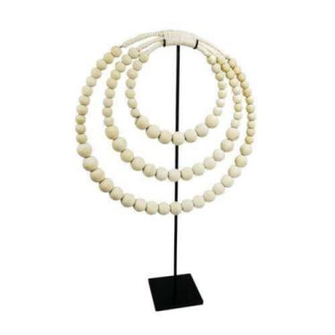 Imagem de Colar de Suporte Decorativo Esferas Beges Fino Design Luxo - LUXdécor