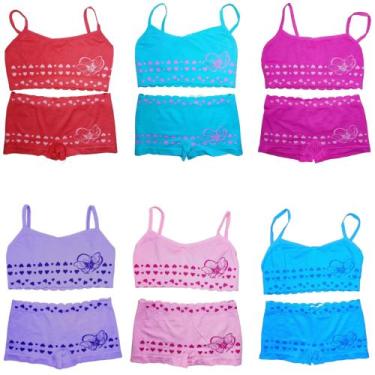 Imagem de Kit 3 Conjuntos Top Ajustável + Short Menina Infantil Juvenil Cores So