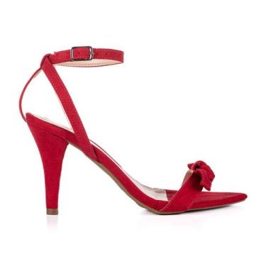 Imagem de Sandália Jjojo Feminina Liz Com Salto Alto 9 Cm Bico Folha, Vermelho s