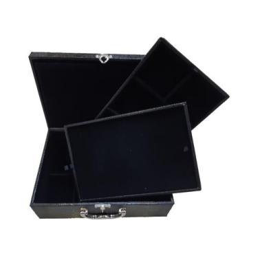 Imagem de Maleta Para Jóias e Bijuterias 3 andares cor preta - Yasmin