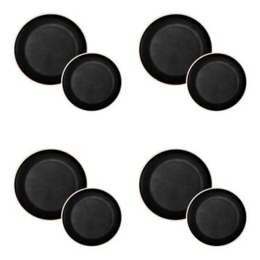 Imagem de 8 Unidades De Pratos Para Sobremesa & Jantar Preto Melamina - Wolff