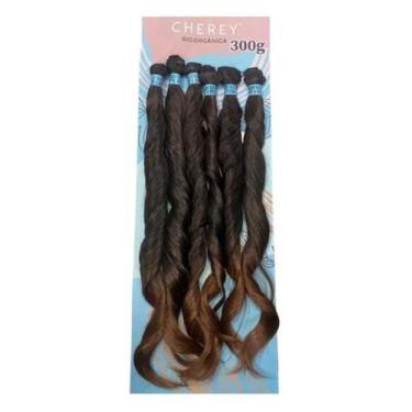 Imagem de Cabelo Cherey Bio Fibra Liso Ondulado Perla 6x 60cm 300g, Ombre Chocol