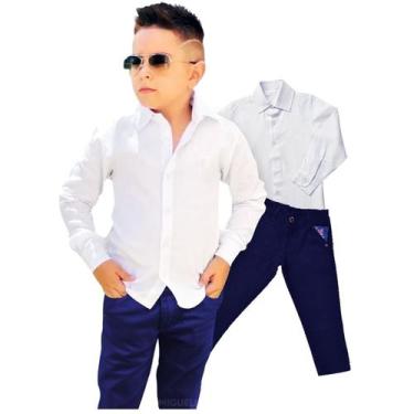 Imagem de Conjunto kit 2 Peças Social Masculino  Camisa Branca e Calça - Migueli