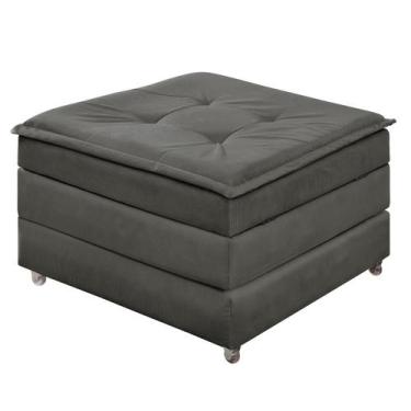 Imagem de Puff Bau Que Vira Cama De Solteiro Estofado Com Rodinha Para Decoração