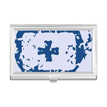 Imagem de Kit de primeiros socorros azul com estampa de ilustração redonda, porta-cartões de visita, caixa de bolso