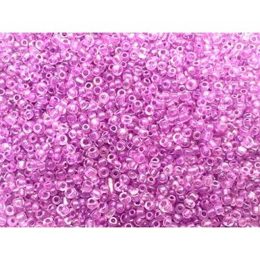 Imagem de Tamanho das contas de semente: 11/0 50 g / 1,76 oz (roxo claro/lavanda iridescente)