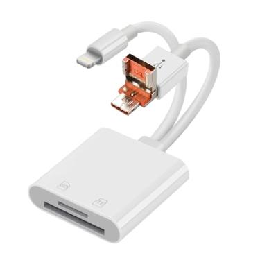 Imagem de Enbiawit Leitor de cartão SD 3 em 1 para iPhone iPad com USB A e leitor de cartão de memória SD tipo C para iPhone/iPad/Android/MacBook/PC/Tablet/Câmera/Disco Rígido/Flash Drive Plug and Play