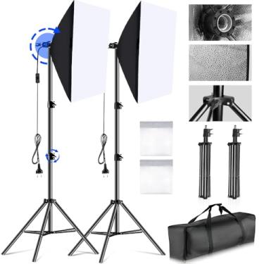 Imagem de 2 Soft Box, Softbox com 2 Tripés, 50 X 70 cm Kit Softbox, Kit de Iluminação Softbox, Tripé Profissional Iluminação Studio Softbox, Soft Box Profissional, Kit Iluminação Estudio Softbox