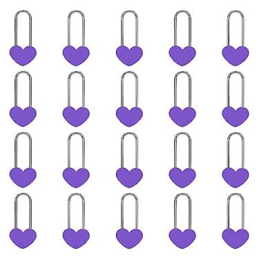 Imagem de VeYocilk 20 peças, cadeado de coração com cadeado de coração com cadeado de coração de 8,9 cm, 50 mm, roxo para namorados, casamento, dia dos namorados, aniversário, viagem (sem chave)