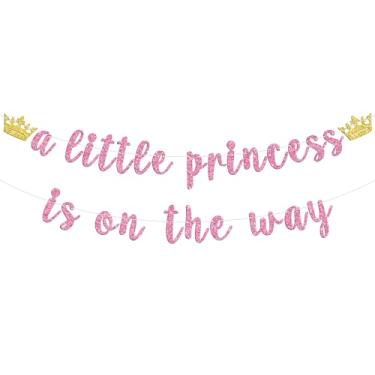 Imagem de Banner A Little Princess is on The Way, It's A Girl/Welcome Baby Girl/Princess Baby Tea Party Banner, chá de bebê adulto/revelação de gênero/suprimentos de decoração de festa de 1º aniversário para