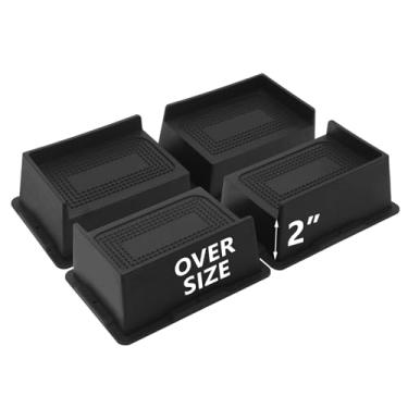 Imagem de HANIHUA Pacote com 4 peças de elevação para cama de 5 cm, peças sobressalentes de móveis grandes, resistentes, elevadores de cama extra largos para mesa, sofá, dormitório solteiro GG, sofá, mesa,