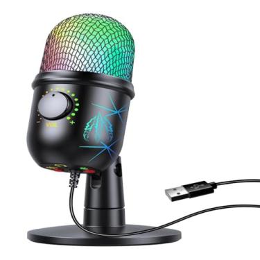 Imagem de axGear Microfone condensador USB com redução de ruído luminoso RGB Mic Streaming Podcast