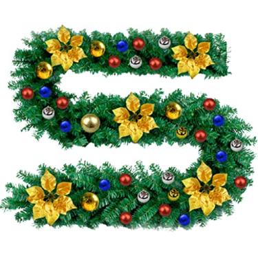 Imagem de Belas 270 cm/106 pol. guirlanda de natal artificial 230 ramos guirlanda de outono de vime para porta da frente guirlanda de parede de casa de fazenda para escritório de shopping diverso