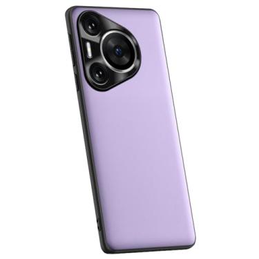 Imagem de HAO RIYLN Capa ultrafina para Huawei Pura 70 Ultra/70 Pro+/70 pro/70, capa de telefone de couro de luxo com proteção de câmera à prova de choque, roxa, 70 Ultra