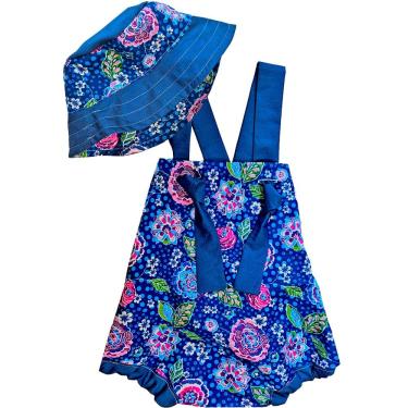 Imagem de Jardineira Banho de sol bebê Menina+ chapéu de Praia Romper