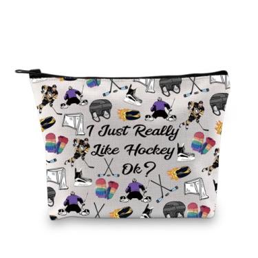 Imagem de JXGZSO Presente para amantes de hóquei Just Really Like Hockey Ok Bolsa de maquiagem Presentes de gerente de hóquei Presente de hóquei Bolsa de higiene pessoal, Realmente gosto de hóquei
