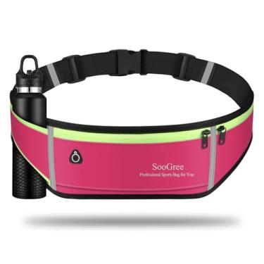 Imagem de SooGree Pochete de corrida masculina e feminina, bolsa de cintura esportiva refletiva para treino, cinto com suporte para celular de corrida com suporte para garrafa de água, ideal para corrida,