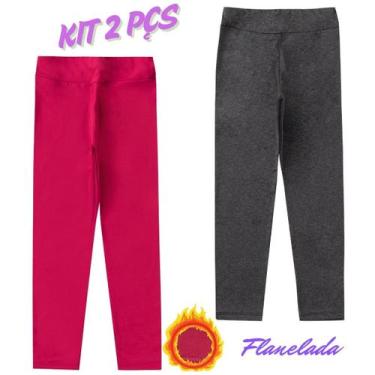 Imagem de Kit 2 Calças Legging Flanelada Infantil Juvenil Menina Térmica Leg Sup