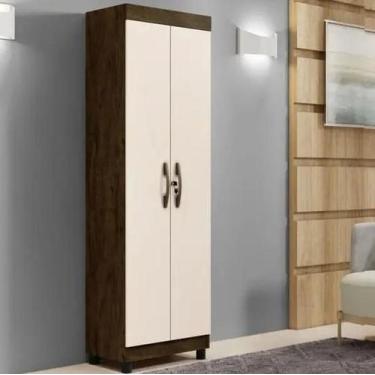 Imagem de Multiuso New Roma 2 Portas com Chave Benetil Móveis - Imbuia/Off