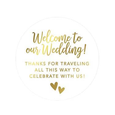 Imagem de Coleção de etiquetas e etiquetas de casamento OOT da Andaz Press Destination, Metallic Gold Label