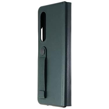 Imagem de Samsung Capa para celular Galaxy Z Fold 3, capa protetora de couro com suporte, resistente, protetor de smartphone à prova de choque, versão dos EUA, verde