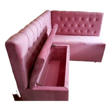 Imagem de - Canto Alemão em L 1.50mX 1.20m  Veludo Rosê SKU_149 - O REI DAS POLT