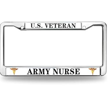 Imagem de Army Nurse US Veteran License Plate Frame Slim US Army Nurse Heroism Easy Installation License Plate Frame US Army Heroism License Plate Frame for Family Members