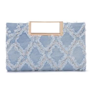 Imagem de LUI SUI Bolsas jeans para mulheres bolsa clutch jeans retrô bolsa jeans bolsa transversal para casamento formal casual, Azul claro, One Size